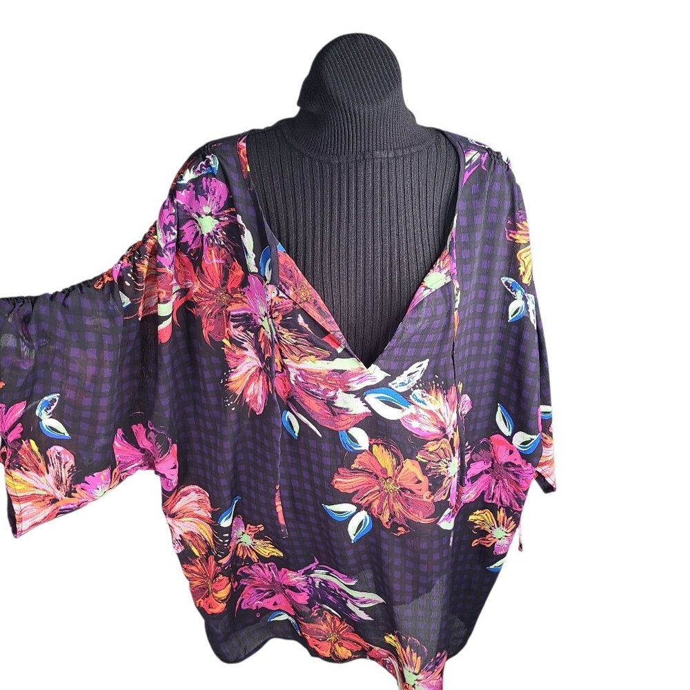Lane Bryant Colorful Floral V Neck Blouse Size 22/24